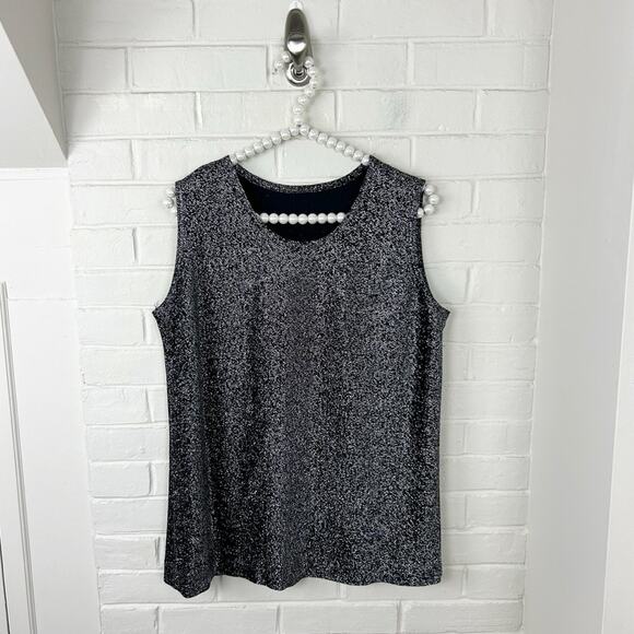 Vintage Montgomery Ward Silver Sparkle Button Down Shirt + Tank Set - Picture 2 of 11